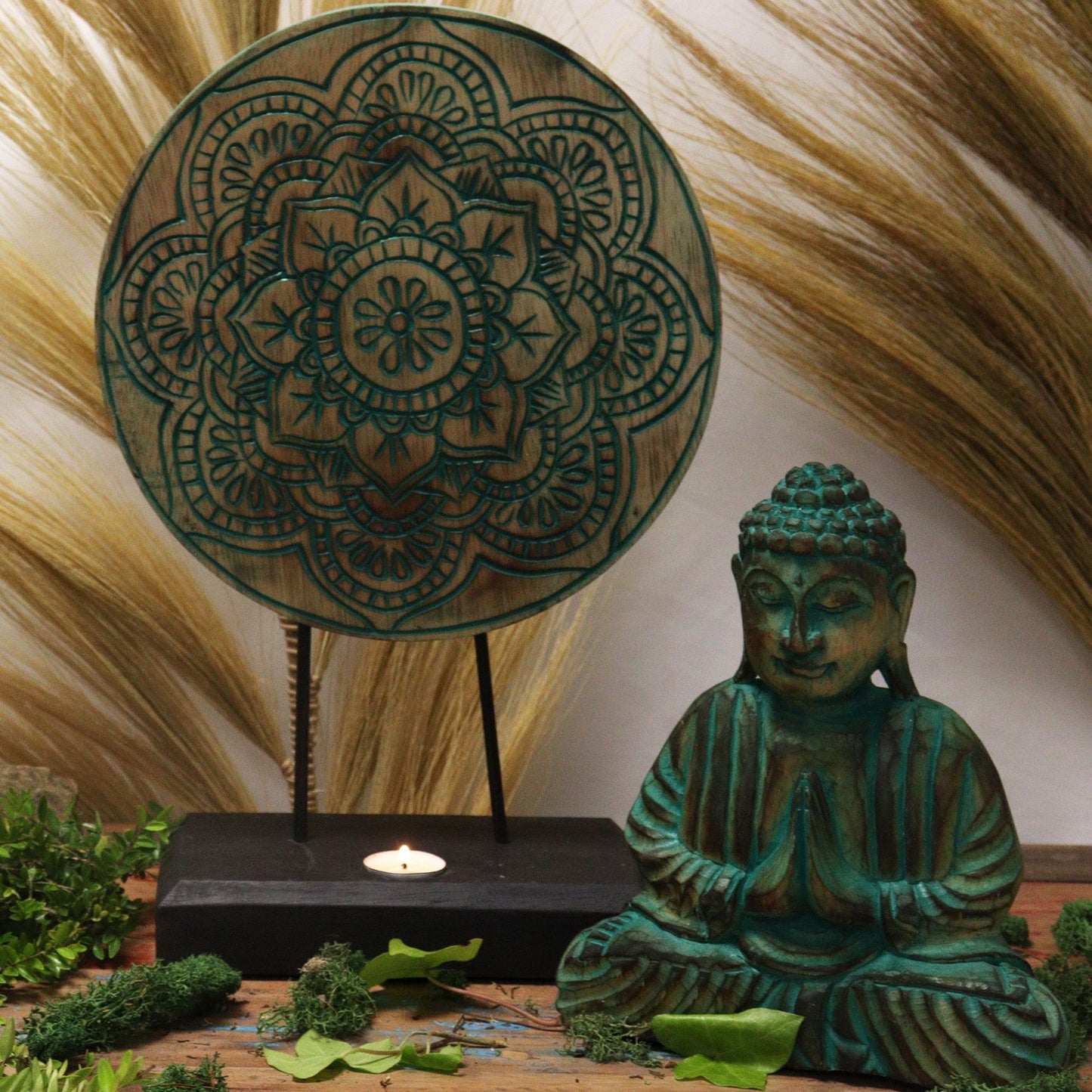Buddha Feng Shui Set - Mandala - Green