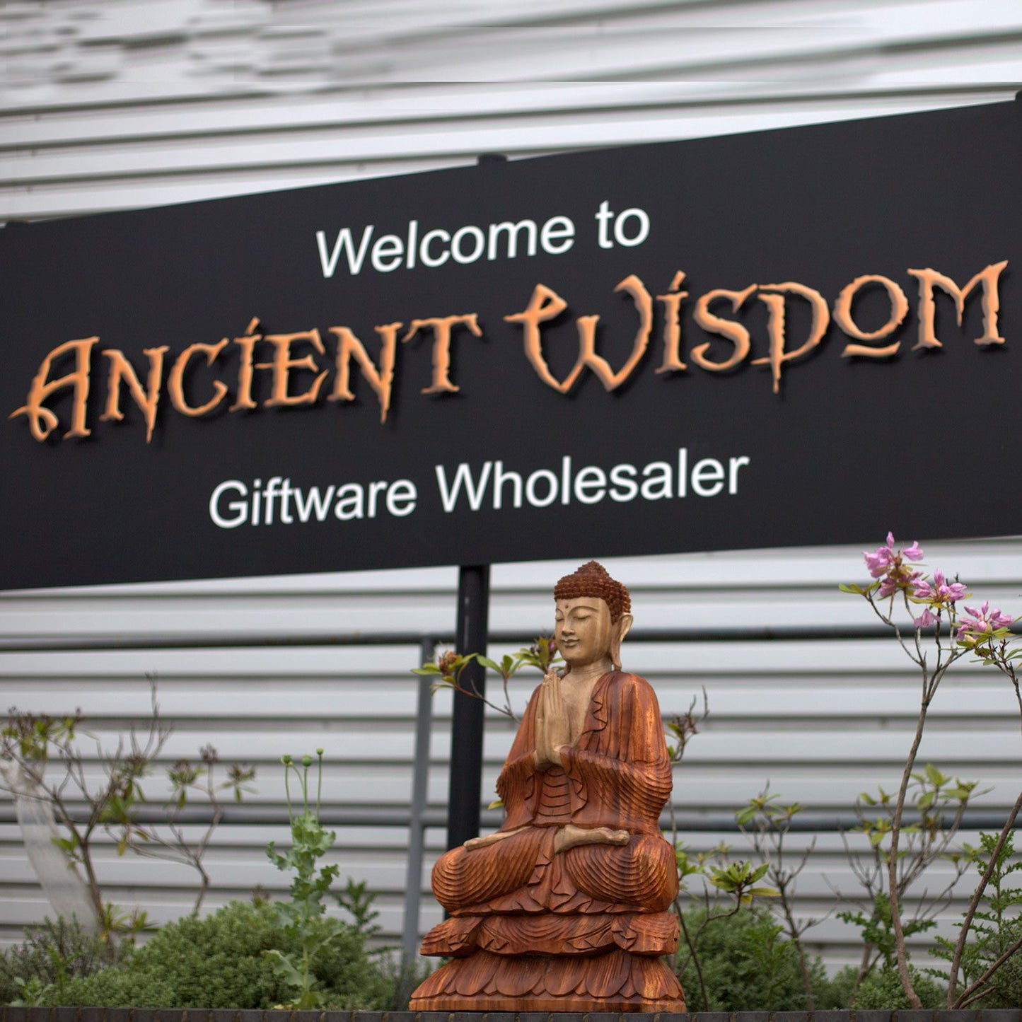 Hand Carved Buddha Statue - 80cm Welcome