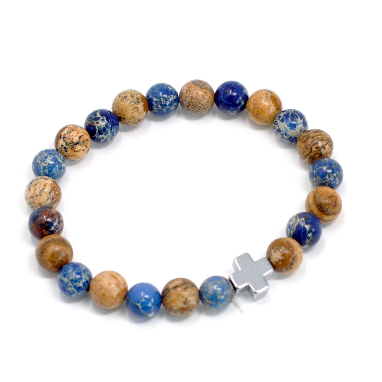 Set of 2 Gemstones Friendship Bracelets - Support - Sodalite & Picturestone