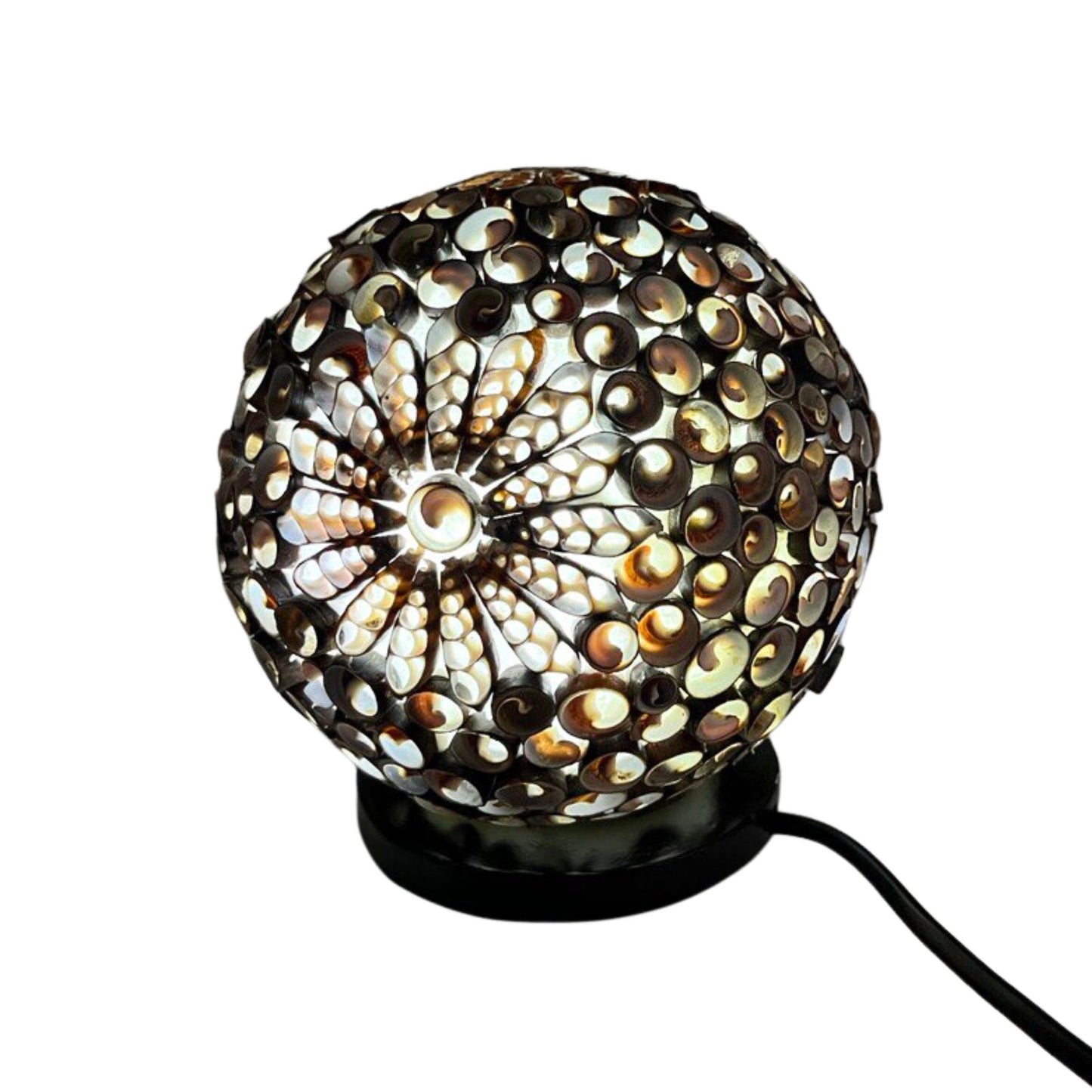 Boho Sea Shell Lamp - Chocolate Twist Globe - 15cm